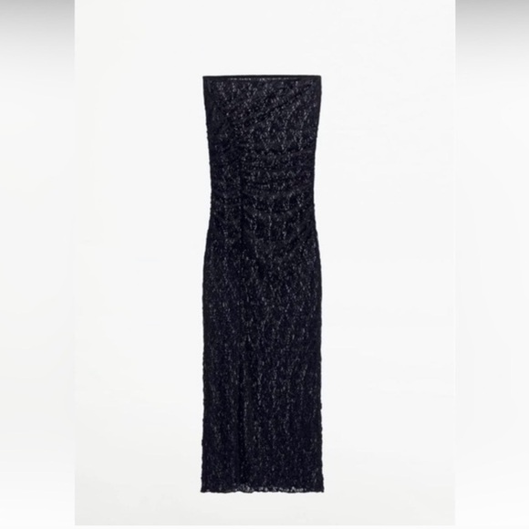 Zara Lace Strapless Black Maxi Dress - Picture 4 of 4